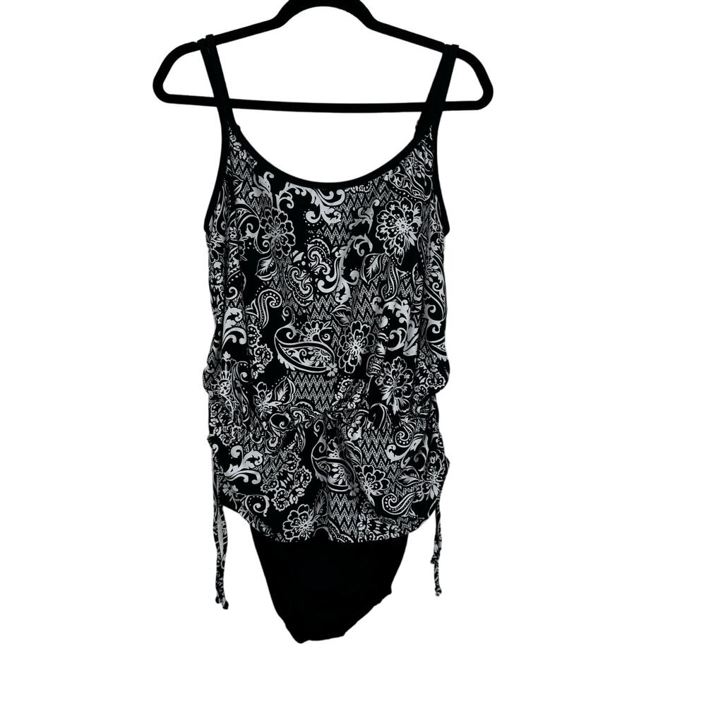 Great Lengths Swim One Piece Ruched Sides Swimsuit Bathing Suit Size 14 Modest